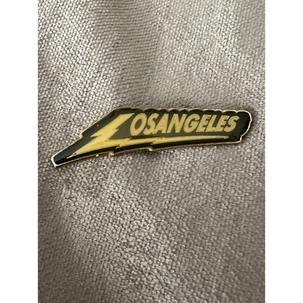Brandy Melville Los Angeles Lightning Bolt Enamel Lapel Pin Gold Black Vtg Style